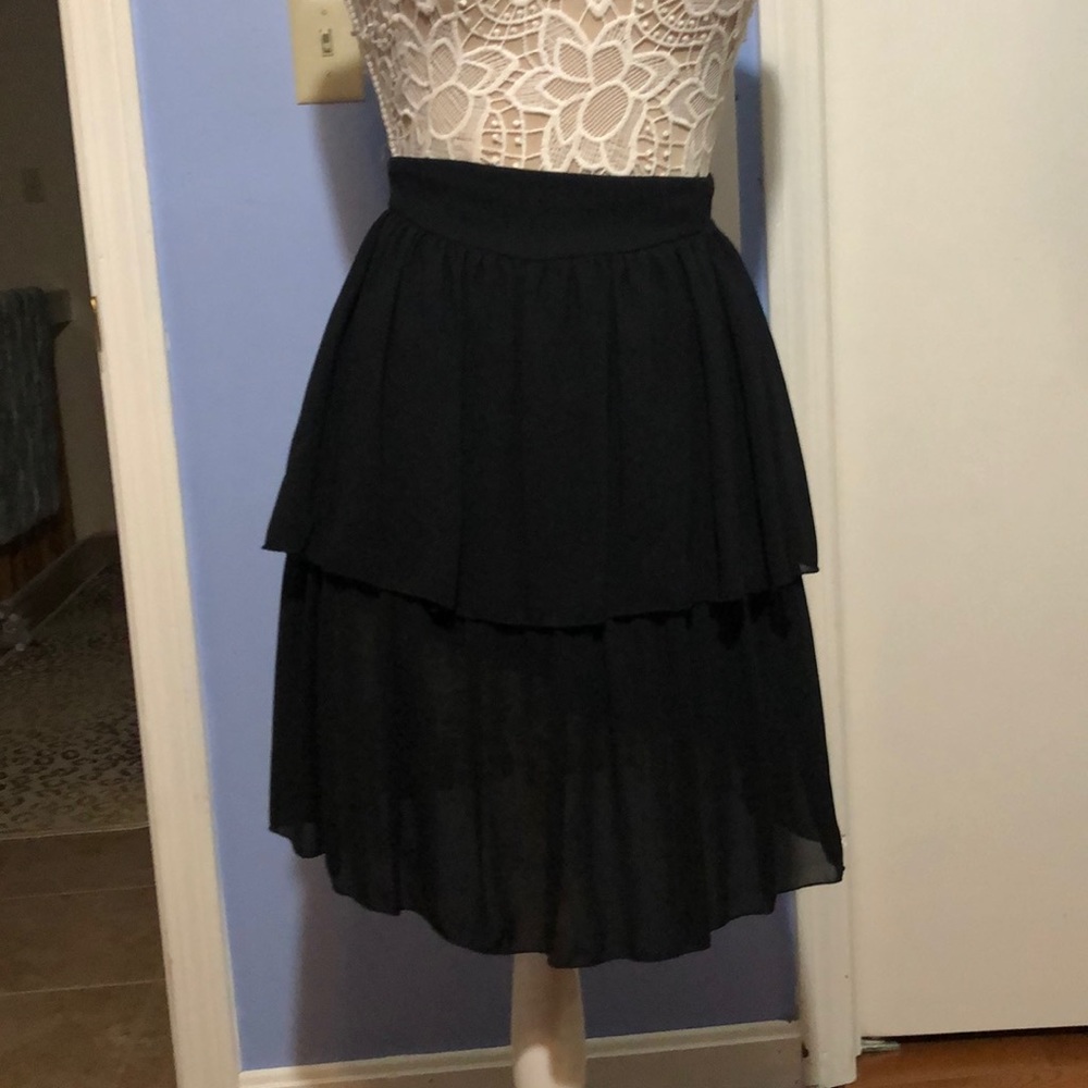 Dorothy Schoelen multi-layer black chiffon skirt